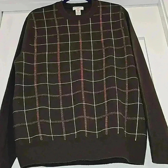 Dockers plaid acrylic crew neck sweater brown, tan, and cream Size L - Picture 1 of 6